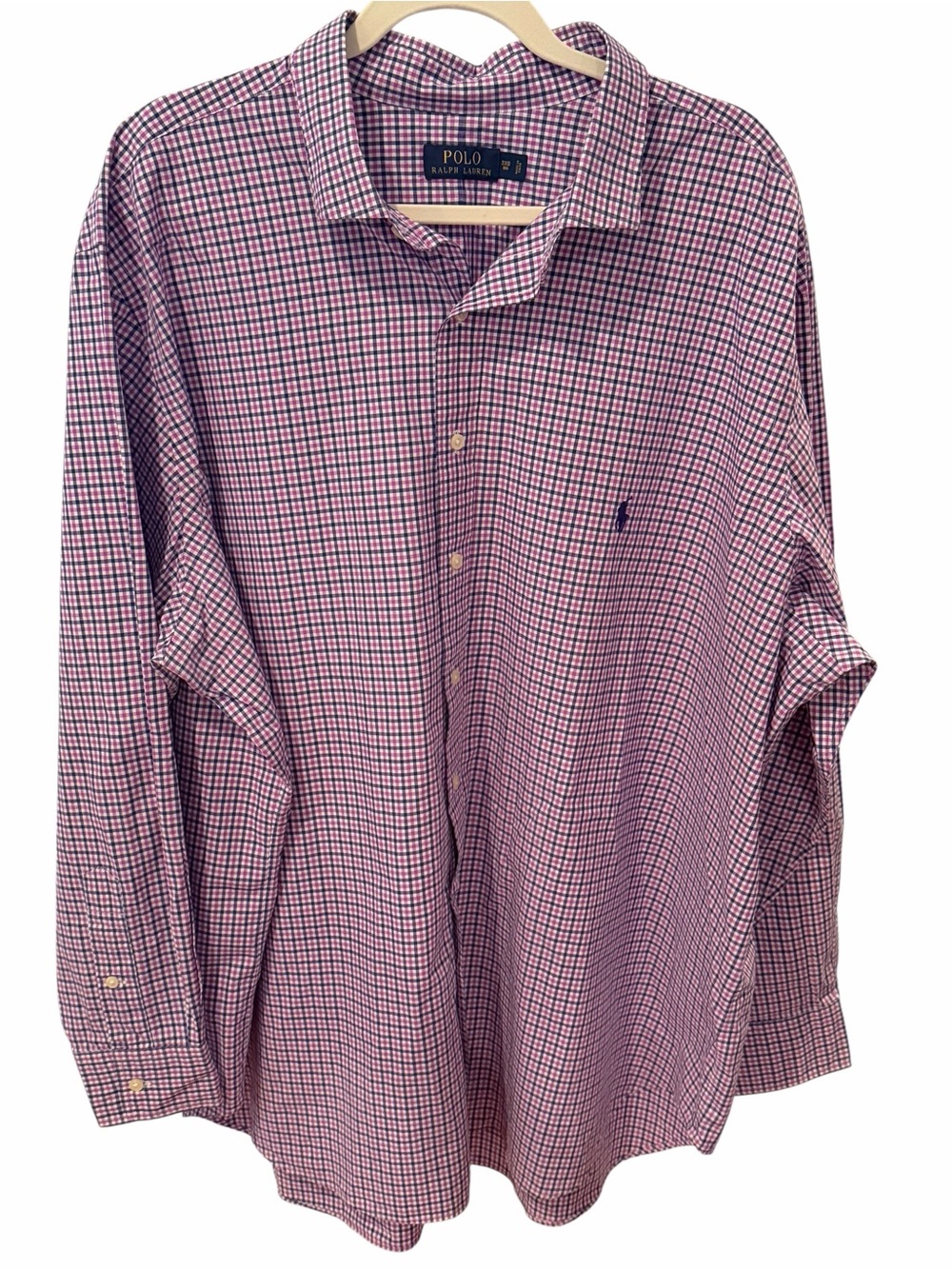 Polo Ralph Lauren Purple Blue Check Button Down Shirt 3XB Big Cotton
